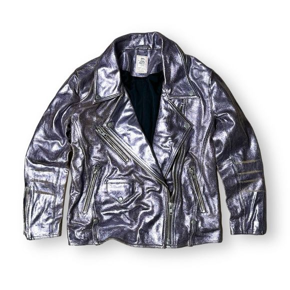 Free People x We The Free Jealousy Metallic Leather Moto Biker Jacket $698 - Picture 1 of 8